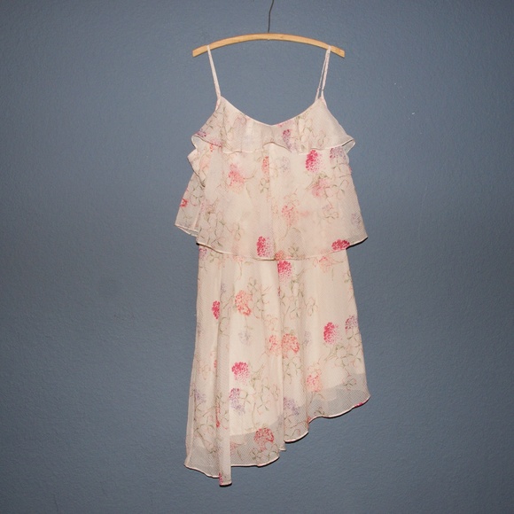 NEW Floral Sleeveless Ruffle Asymmetrical Dress C8 - Picture 4 of 8